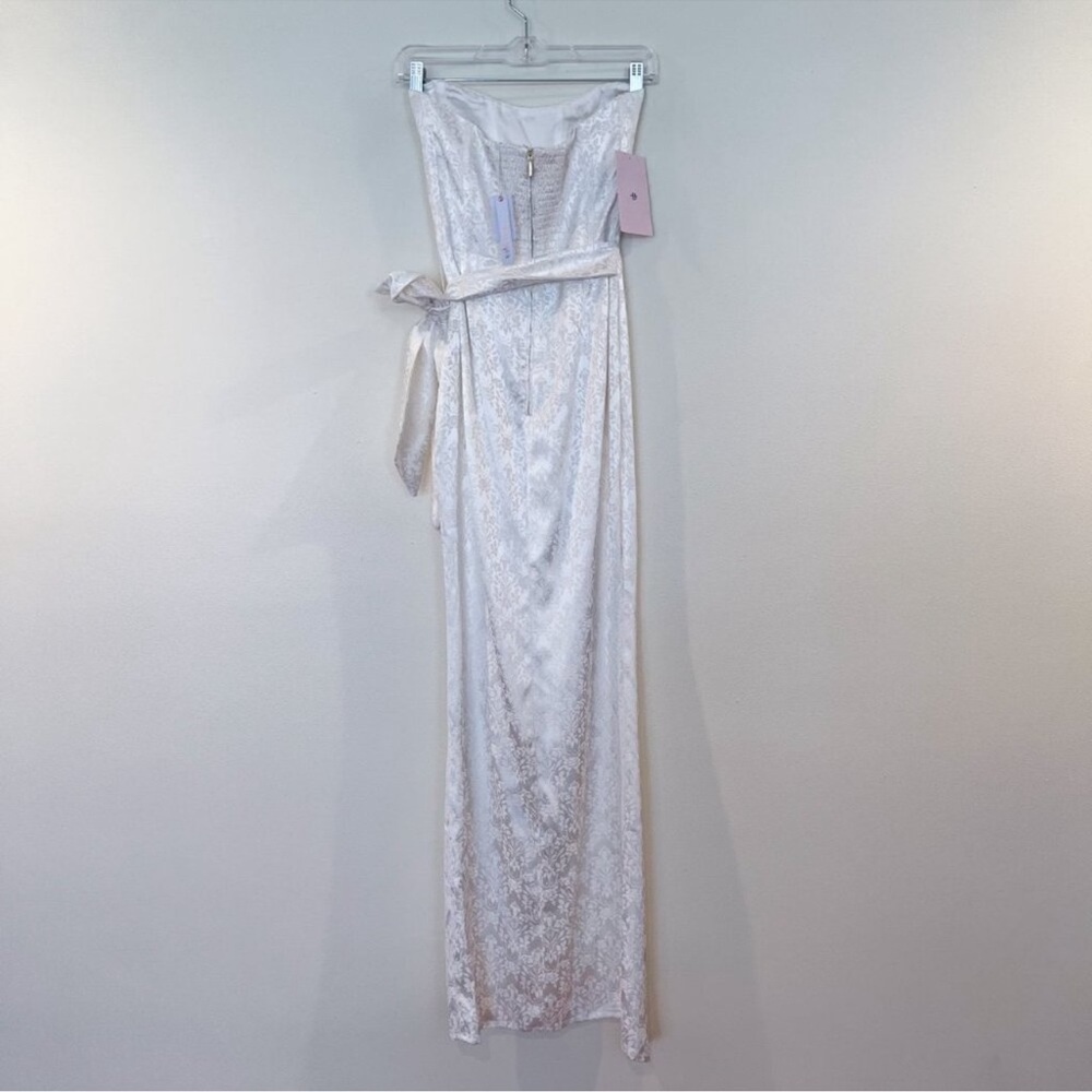 V. Chapman June Strapless White Bridal Floral Brocade Maxi Wedding Dress 12 NWT - Picture 11 of 11